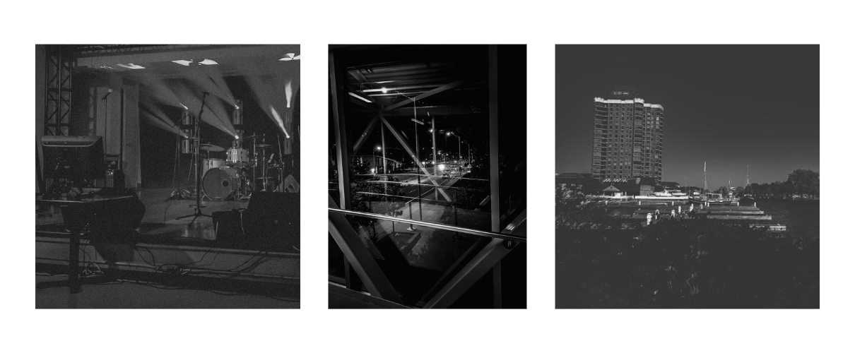 black and white city and concert photography.